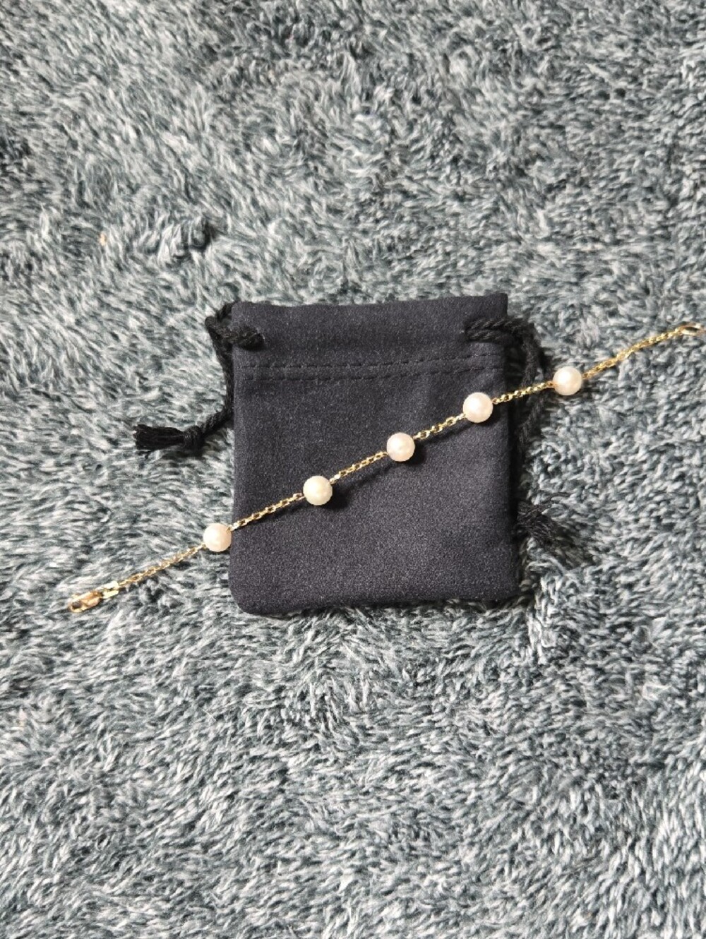 14K Gold Pearl Station Bracelet - White Pearls - Picture 5 of 9